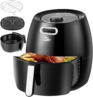 Uten Freidora sin Aceite 6.5L, Freidora de Aire Con Sistema de Circulación de Aire Rápido, 80-200℃ 1800W, Air Fryer con Dial Giratorio para Tiempo y Temperatura Negro [Ahorra hasta un 50% en Energía]