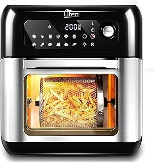 Uten Freidora de Aire sin Aceite 10L, Horno de Aire Caliente 1500W, 12 Programas, Pantalla Táctil LED, 6 Accesorios, Sin BPA ni PFOA, Cocina Rápida y Saludable, Receta en PDF