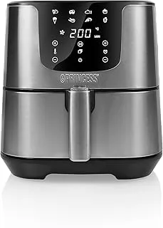 Princess 182060 Freidora sin aceite Deluxe 5.5 L, hasta un 62.2% menos de consumo de energía, libro con 30 recetas incluido, 8 programas, panel de control táctil digital, Regular