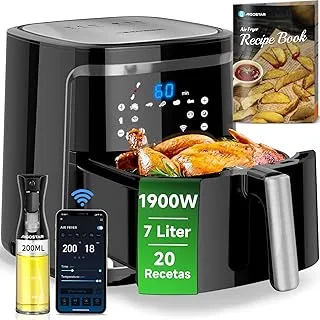 Aigostar Cube Smart - Freidora de aire inteligente sin aceite, Conexión Wifi, 1900W, 7L, Modo manual, Pantalla LED táctil, 7 funciones preestablecidas + mantener caliente y modo manual, Libre de BPA
