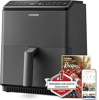 COSORI Freidora sin Aceite Inteligente 6,4L, Freidora de Aire Caliente con Doble Calefacción, sin Agitación sin Precalentamiento, Air Fryer con Recetas en Español y 12 Programas,gris oscuro, CAF-P583S
