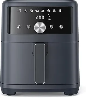 Innsky Freidora de Aire 6L, Air Fryer con Panel Multifunción, Freidora sin Aceite Diseño Compacto, 1500W, 8 Programas, Hasta 200 °C y 60 Min, Menos Ruido, Incluye Recetas, Gris