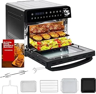 Mini Horno Freidora de Aire de 14L | 1800W Airfryer XXL y Ventana Observación, Horno 11 en 1 Temperatura Máx 210 ℃ Pantalla Táctil,Mini Horno Freidora de Aire Caliente con 7 Accesorios y Libro Recetas